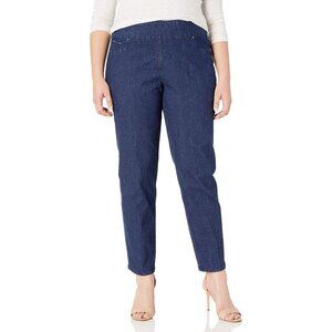 Women's Plus-Size Pull-On Stretch Denim Jeans Tapered Leg Dark Indigo